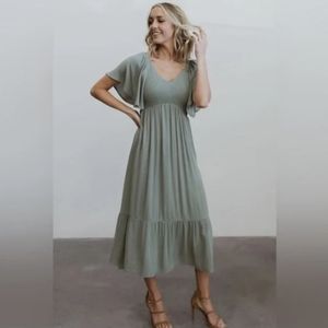 🌿Baltic Born Sage Felicity Smocked Midi Dress, XL 🌿